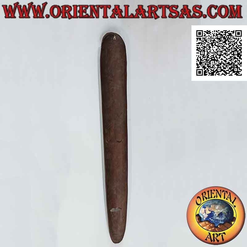 Masque aborigène traditionnel Lombok en bois d'acajou avec tatouages ​​peints (geckos), 100 x 14 cm