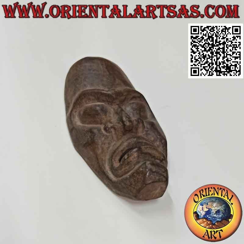 Máscara de nativo en madera de teca, 28 x 13 cm