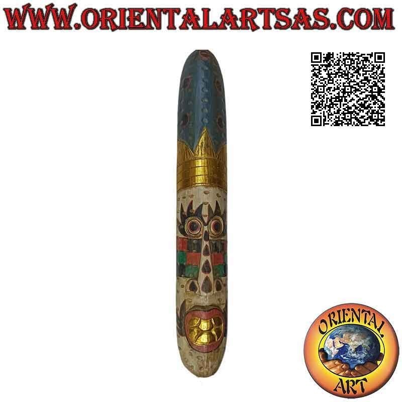 Mask of the demon of the protection with gilded inserts in balsa wood, 100 x 17 cm