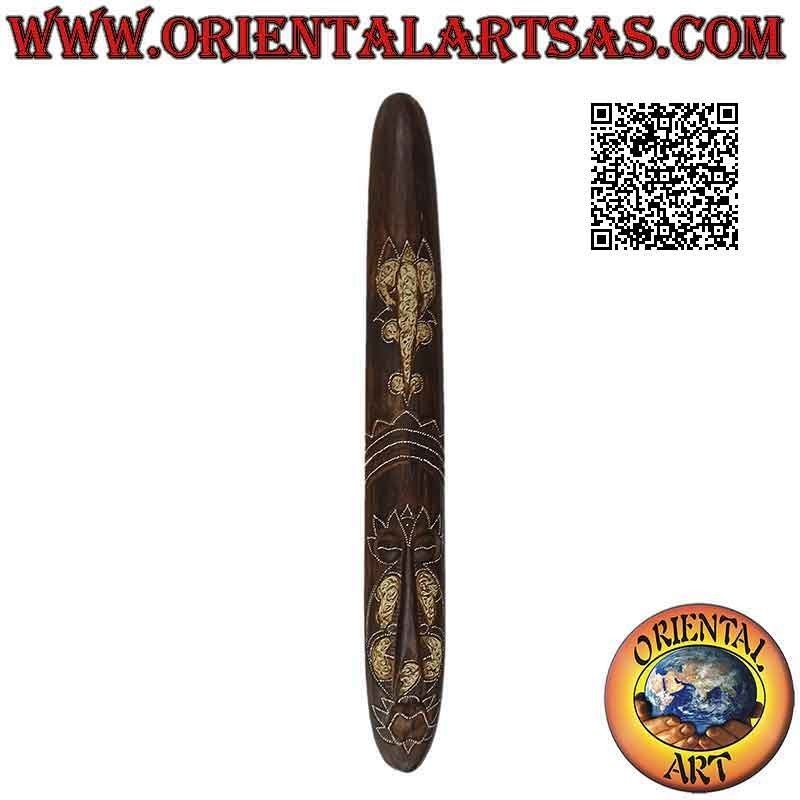 Mask of a native with clear decorations (elephant) in balsa wood, 100 x 13 cm