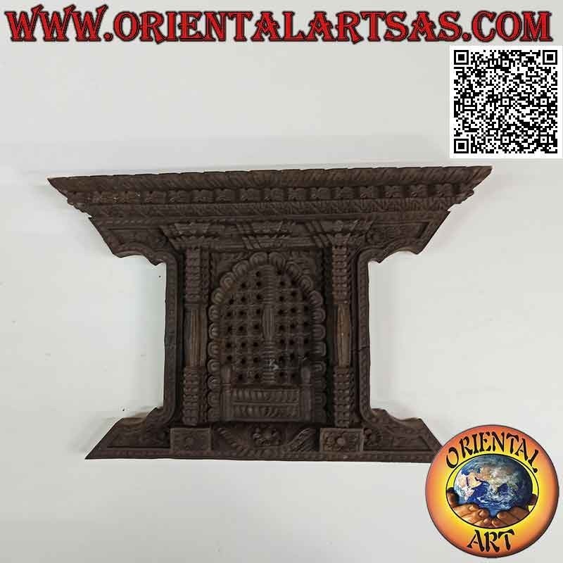 Antique reproduction of the traditional Nepalese rosewood window, 20 x 31 cm (dark)