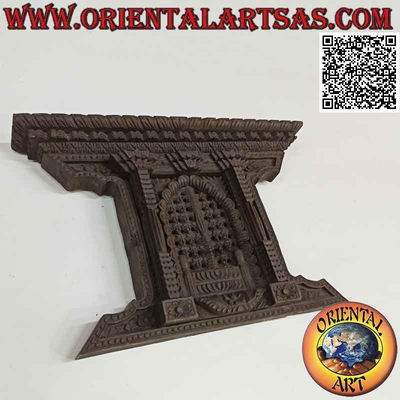 Antike Reproduktion des traditionellen nepalesischen Palisanderfensters, 20 x 31 cm (dunkel)