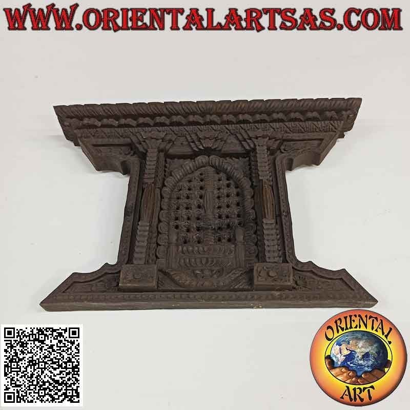 Antique reproduction of the traditional Nepalese rosewood window, 20 x 31 cm (dark)