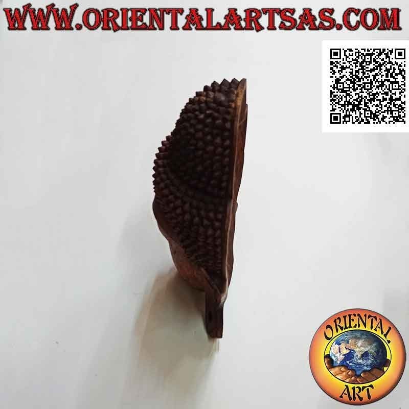 Wall or countertop buddha head sculpture mask in suar wood, 44 x 32 cm (single block)
