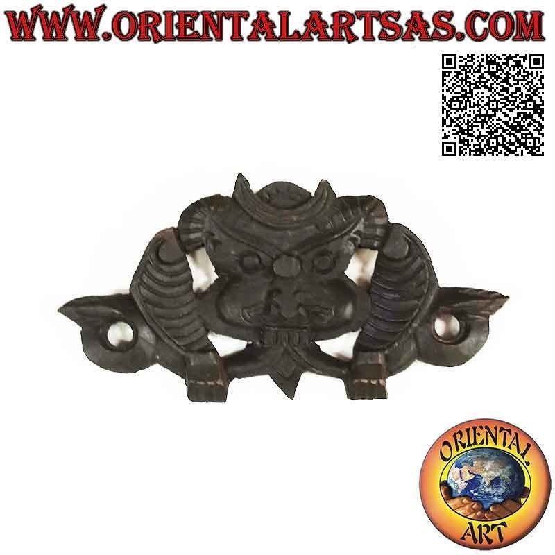 Máscara de pared decorativa de un demonio nepalí hecha a mano en palisandro (oscuro)