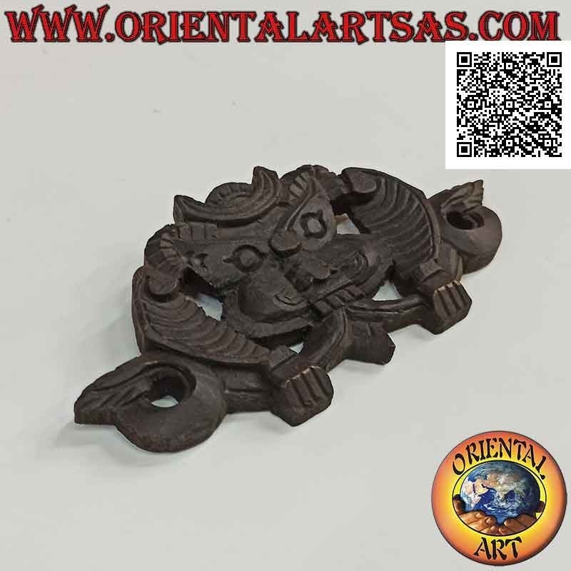 Maschera decorativa da muro di un demone nepalese realizzata a mano in legno di palissandro (scura)