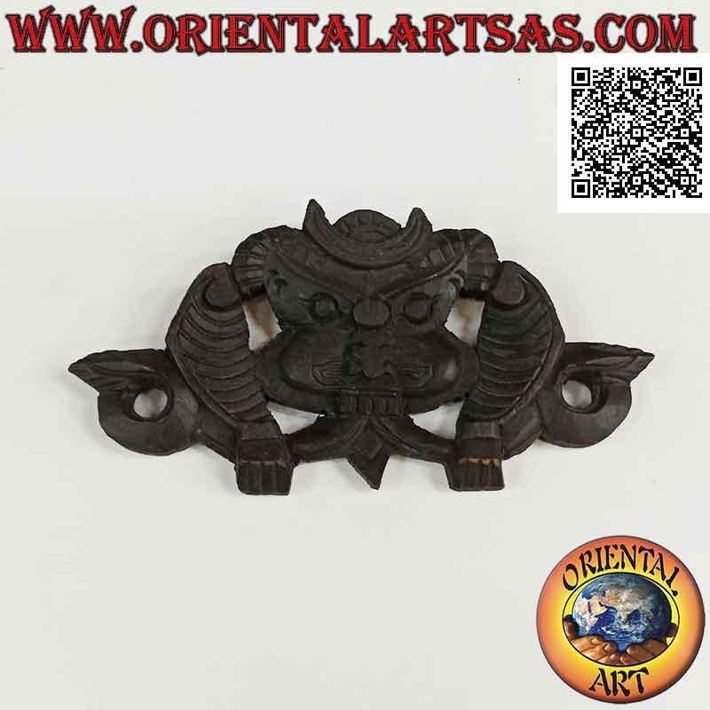 Máscara de pared decorativa de un demonio nepalí hecha a mano en palisandro (oscuro)