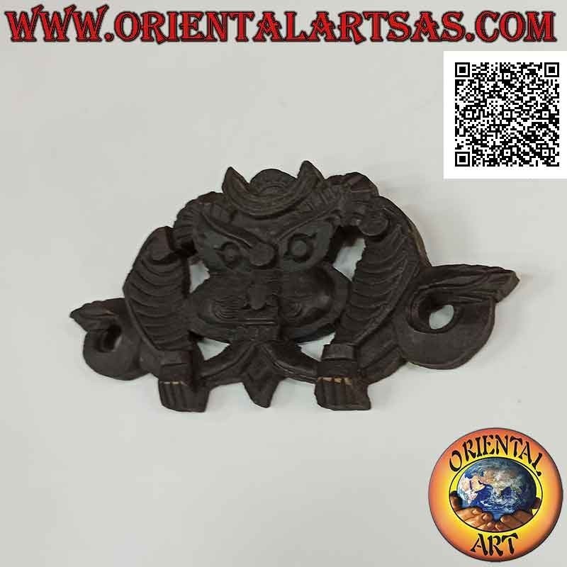 Máscara de pared decorativa de un demonio nepalí hecha a mano en palisandro (oscuro)
