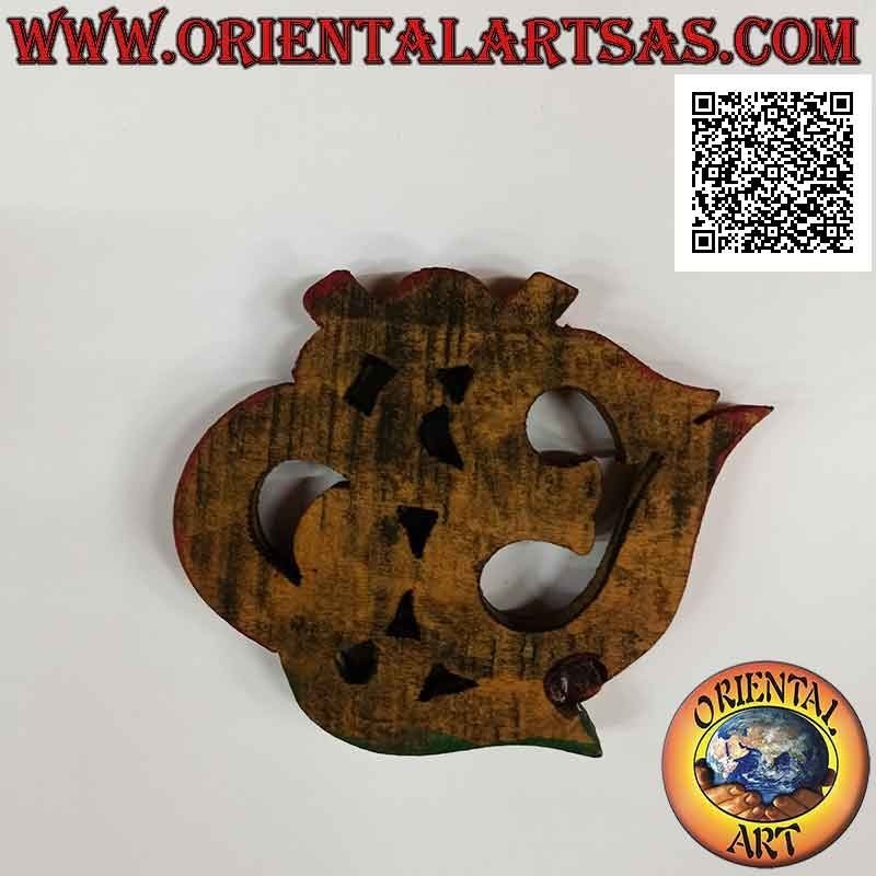 Symbol ॐ (Aum od Om), nicht deklinierbarer hinduistischer Sanskrit-Begriff, Palisanderwand, 10 x 13 cm