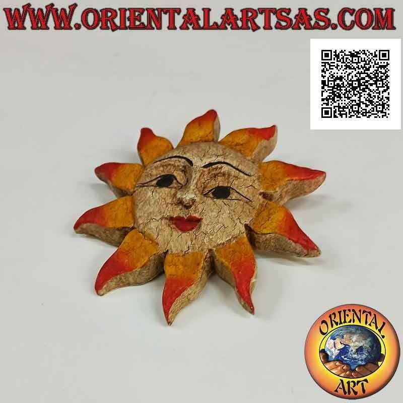 Sol de pared pintado con efecto "agrietado" en madera de suar, 13 x 13 cm