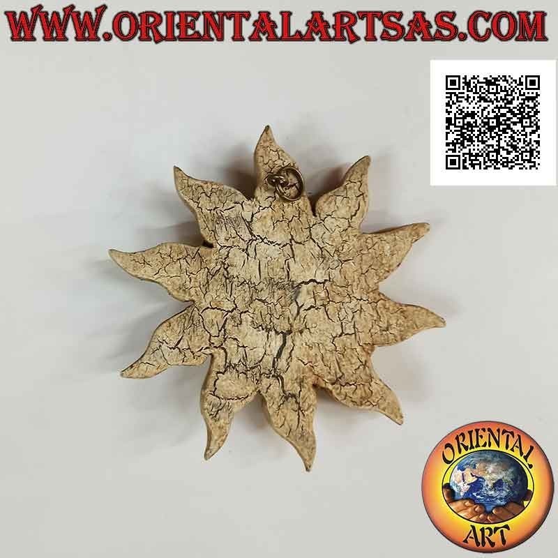 Sol de pared pintado con efecto "agrietado" en madera de suar, 13 x 13 cm