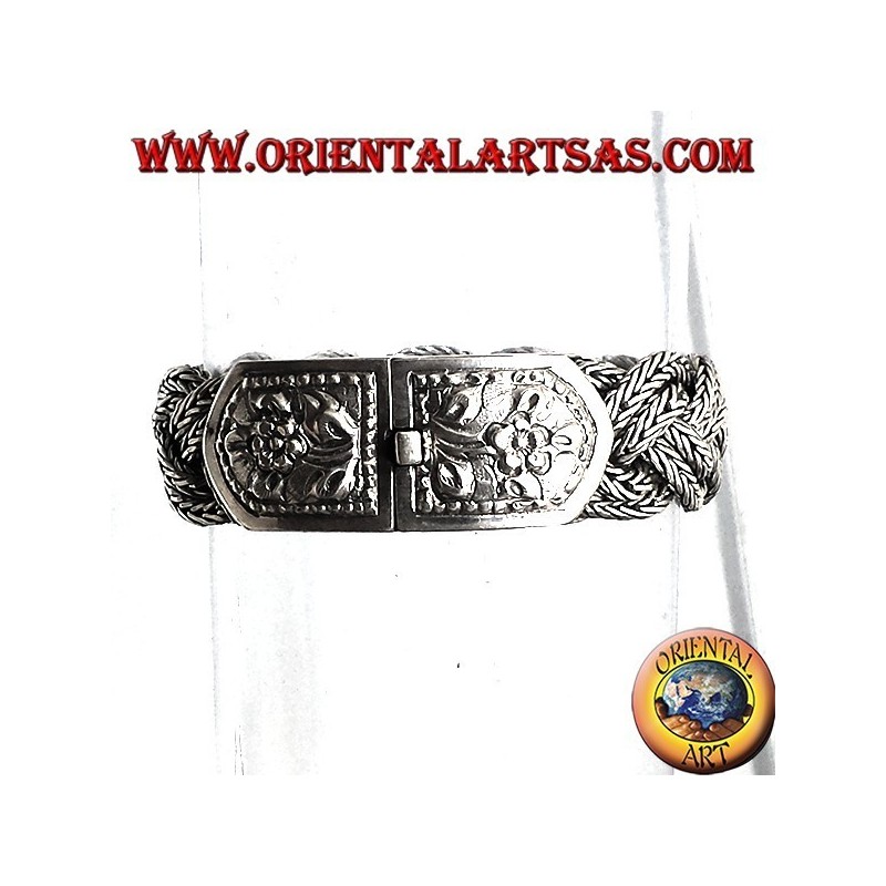 pulsera de plata, el cierre trenza cincela