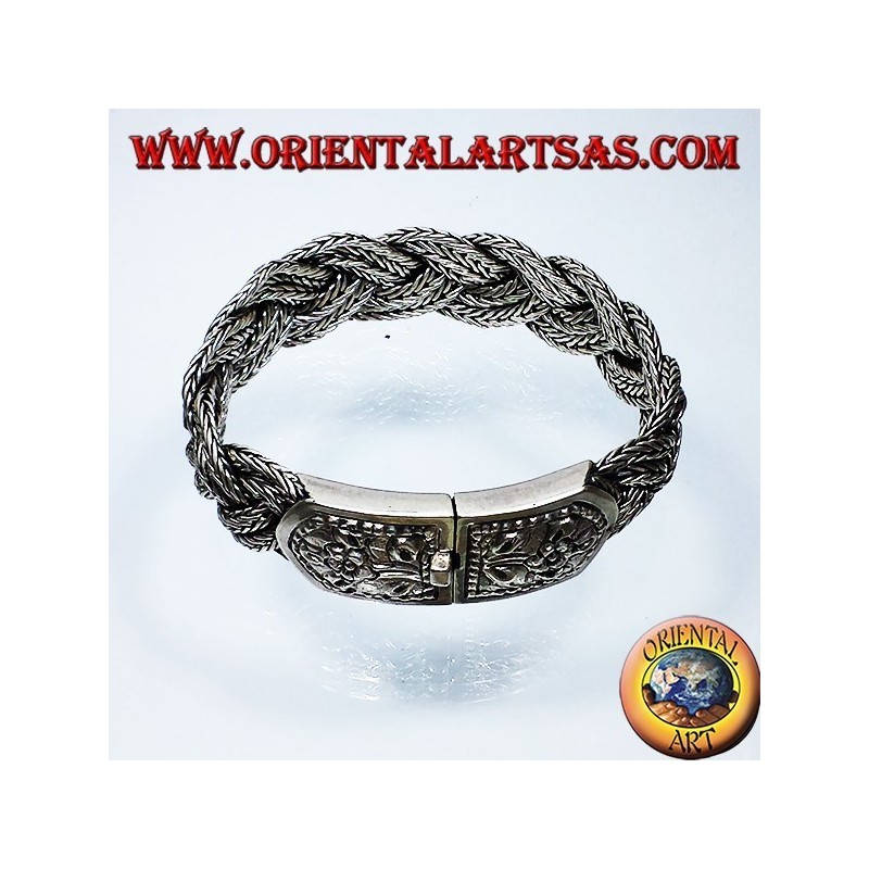 bracelet en argent, la fermeture de tresse ciselé