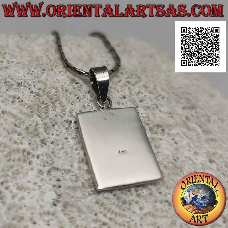 Pendentif en argent, plaque rectangulaire avec lapin "playboy" en bas-relief