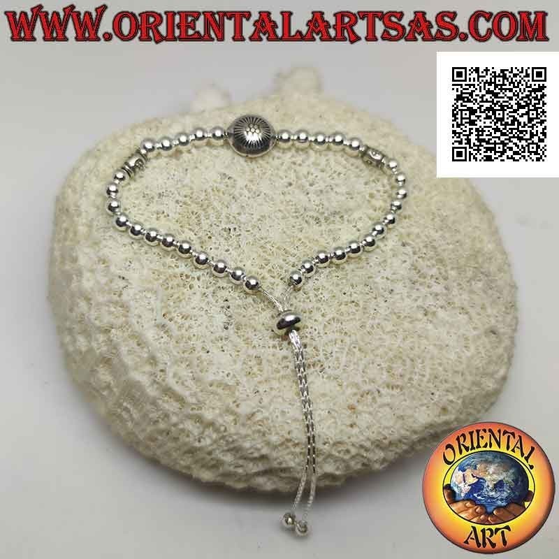 925 ‰ silver bracelet "luck" with balls and small tubes (adjustable closure)
