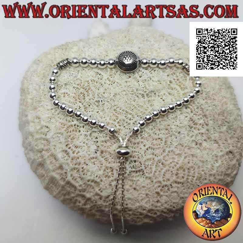 Pulsera de plata 925 ‰ "luck" con bolas y pequeños tubos (cierre ajustable)