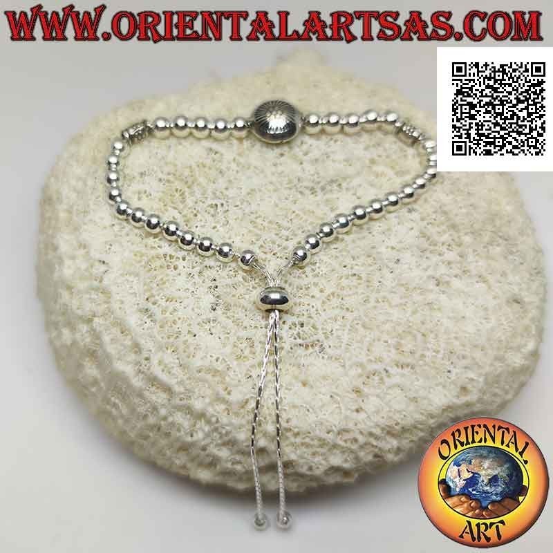 925 ‰ silver bracelet "luck" with balls and small tubes (adjustable closure)