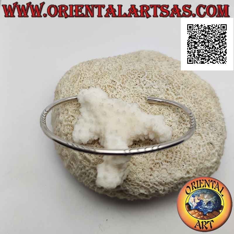 Pulsera rígida tubular lisa de plata 925 ‰ con la serie "V" grabada