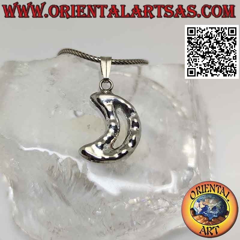 Pendentif en argent, contour en croissant épais (irrégulier)