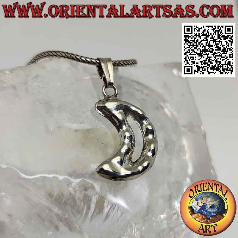 Silver pendant, thick crescent outline (irregular)