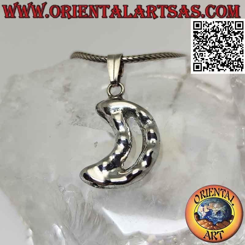 Pendentif en argent, contour en croissant épais (irrégulier)