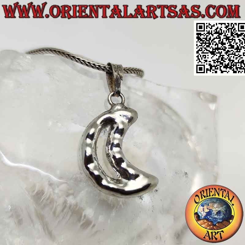 Pendentif en argent, contour en croissant épais (irrégulier)