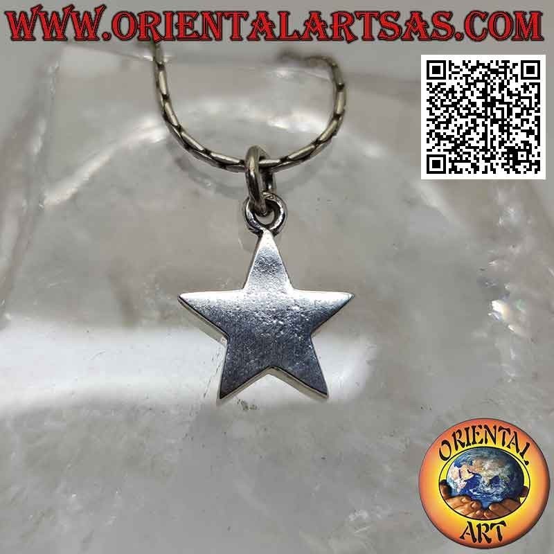 Colgante de plata, estrella lisa y plana (14 mm)