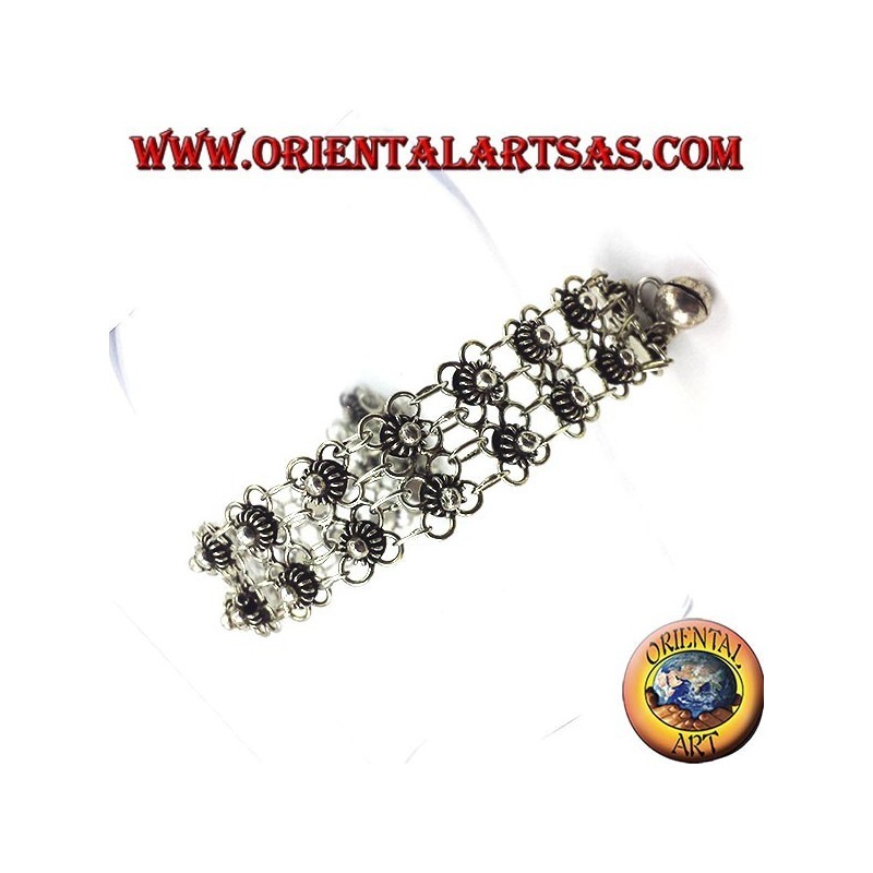 Pulsera de plata con dos flores archivo