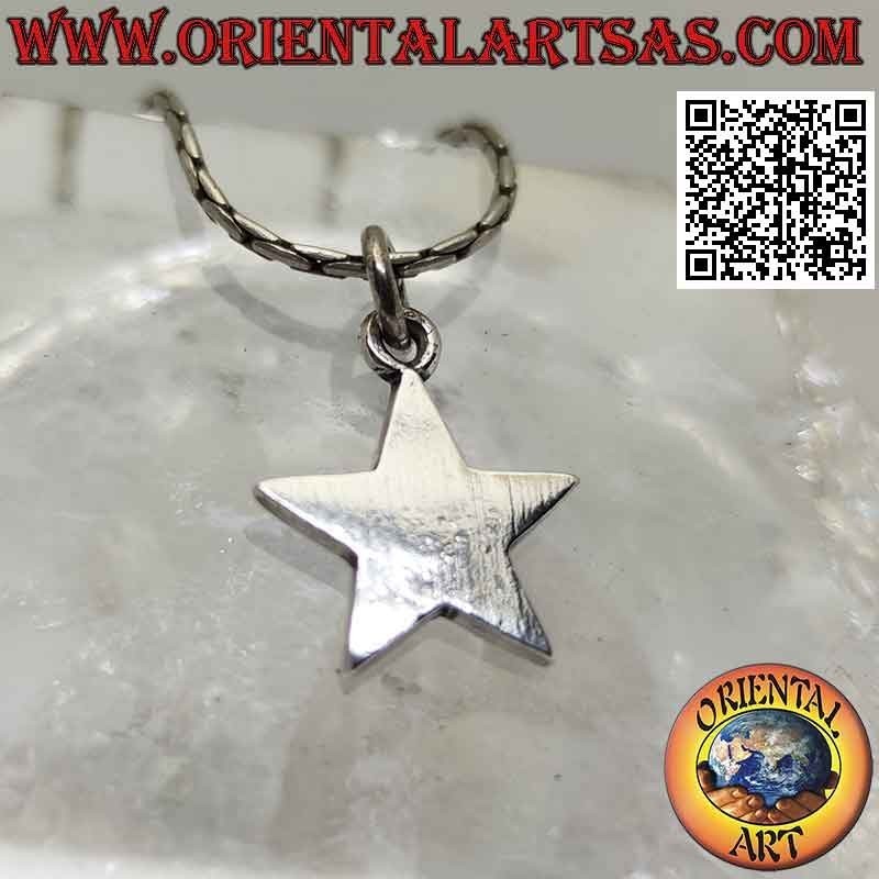 Silver pendant, smooth and flat star (14 mm)