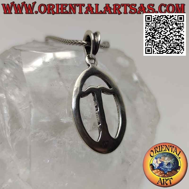 Silver pendant, Irminsul or world tree in the oval
