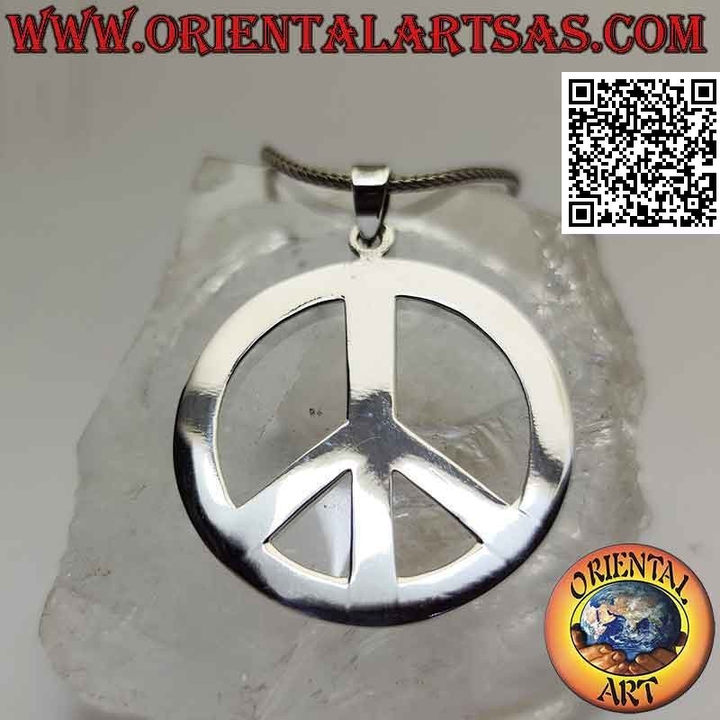 Silver pendant in the shape of a peace symbol (Ø 40 mm.)