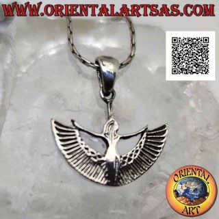 Silver pendant, Isis (goddess of motherhood, fertility and magic) standing with open wings