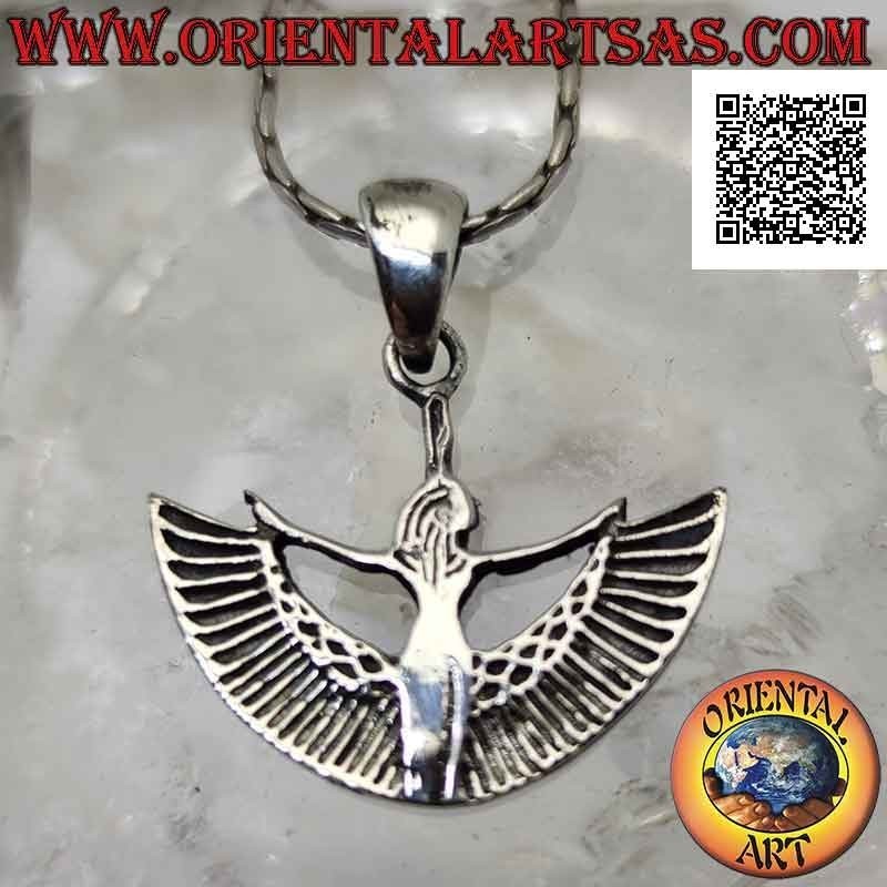 Pendentif en argent, Isis (déesse de la maternité, de la fertilité et de la magie) debout les ailes ouvertes