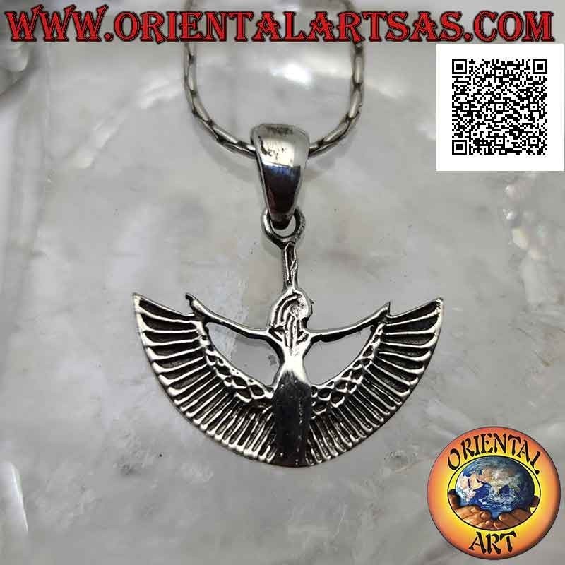 Pendentif en argent, Isis (déesse de la maternité, de la fertilité et de la magie) debout les ailes ouvertes
