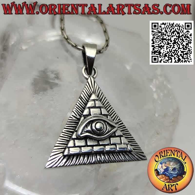 Silberanhänger, Auge der Vorsehung auf Pyramide (Freimaurersymbol)