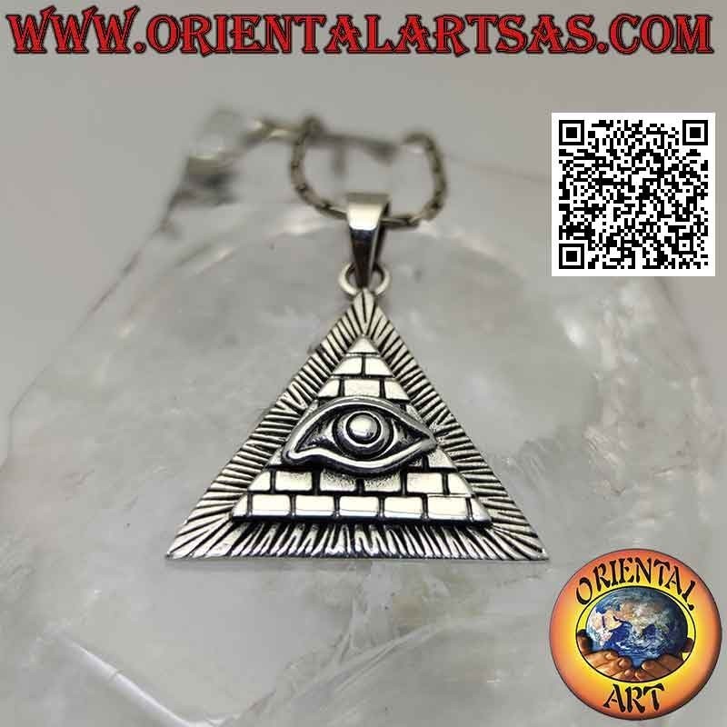 Silberanhänger, Auge der Vorsehung auf Pyramide (Freimaurersymbol)