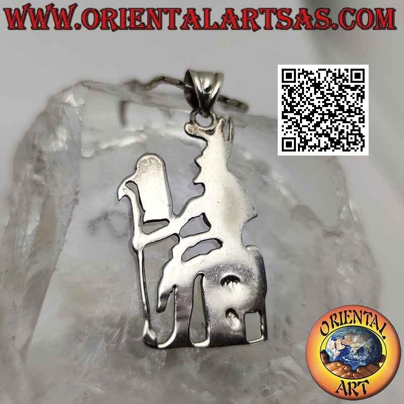 Pendentif en argent, le dieu égyptien Horus assis sur le trône