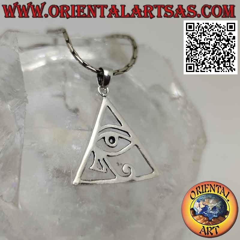 Pendentif en argent, oeil de Ra/Horus dans le triangle (pyramide) percé (Udjat)
