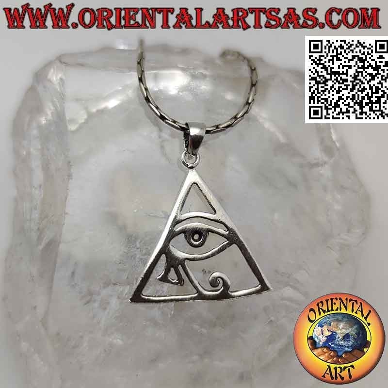 Silver pendant, eye of Ra / Horus in the triangle (pyramid) pierced (Udjat)