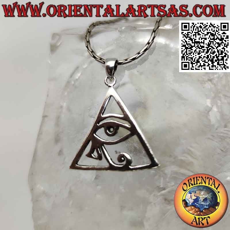 Silver pendant, eye of Ra / Horus in the triangle (pyramid) pierced (Udjat)