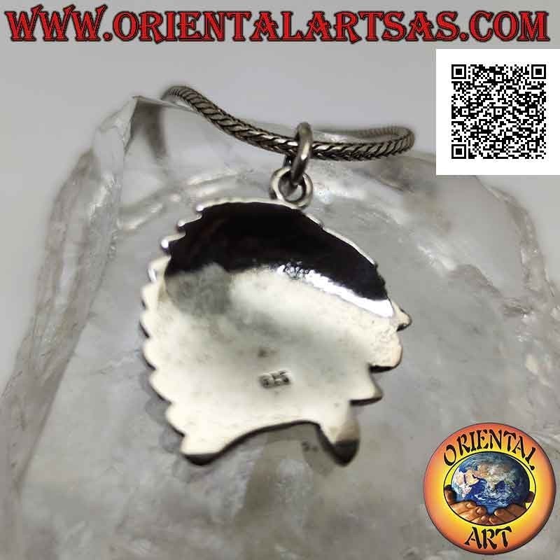 Pendentif en argent, profil d'un Indien d'Amérique avec coiffe de plumes