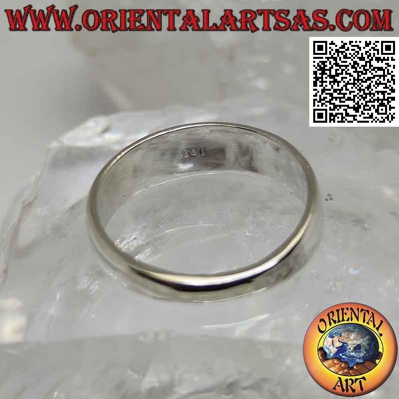 Bague en argent à bande croissante avec gravure abstraite frontale