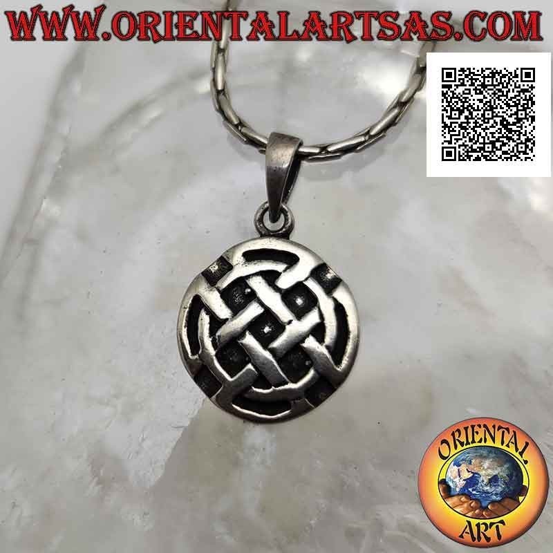 Silver pendant, shield with Celtic knot for protection against evil spirits