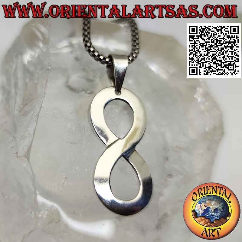 Pendentif en argent, symbole de l'infini verticalement (grand)