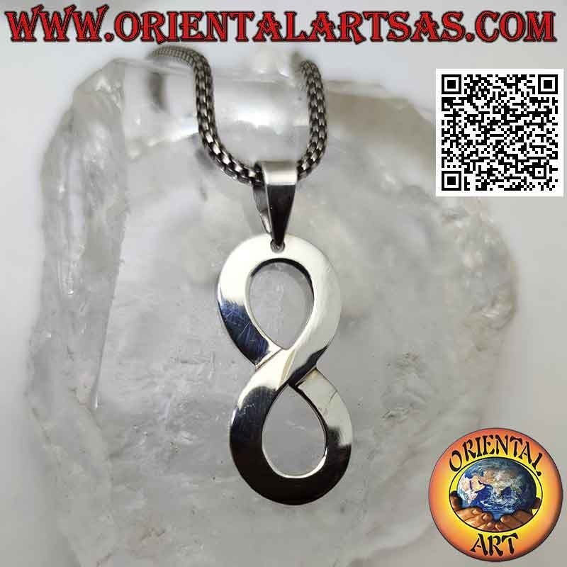 Pendentif en argent, symbole de l'infini verticalement (grand)