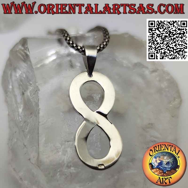Pendentif en argent, symbole de l'infini verticalement (grand)