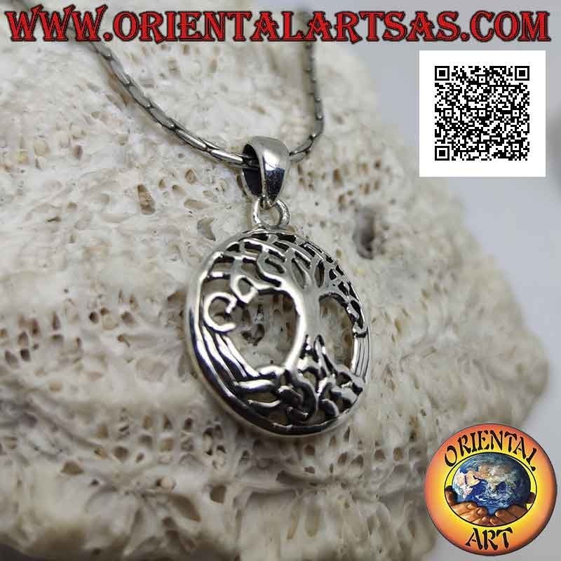 Colgante de plata, Yggdrasil en el círculo de 19 mm Ø (árbol de la vida o árbol cósmico)