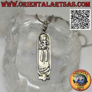 Silver pendant, Egyptian table with subject and hieroglyphs in bas-relief