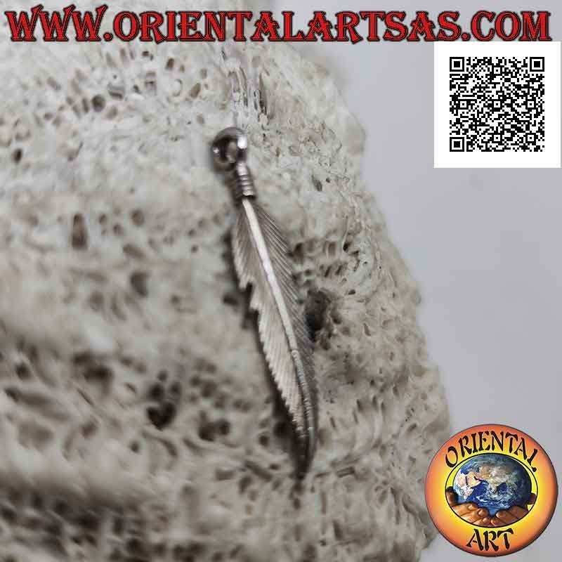 Silver pendant, simple feather (symbol of purification) with curved tip
