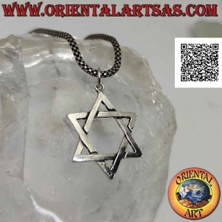 Silver pendant, star of David or seal of Solomon 25 mm (braided)
